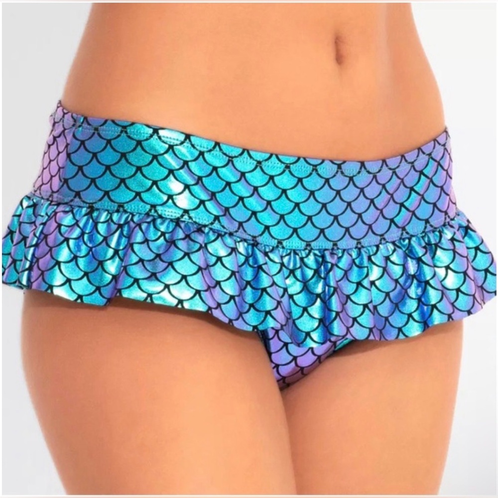 Disney Mermaid Scale Ruffle Skirt Swim Bikini Bottoms Women's Size M